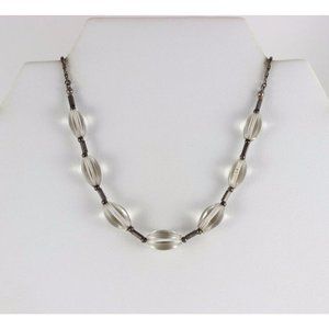 Silver Quartz Bead Necklace 18 inch chain s 830 Silver Denmark Norway Art Deco